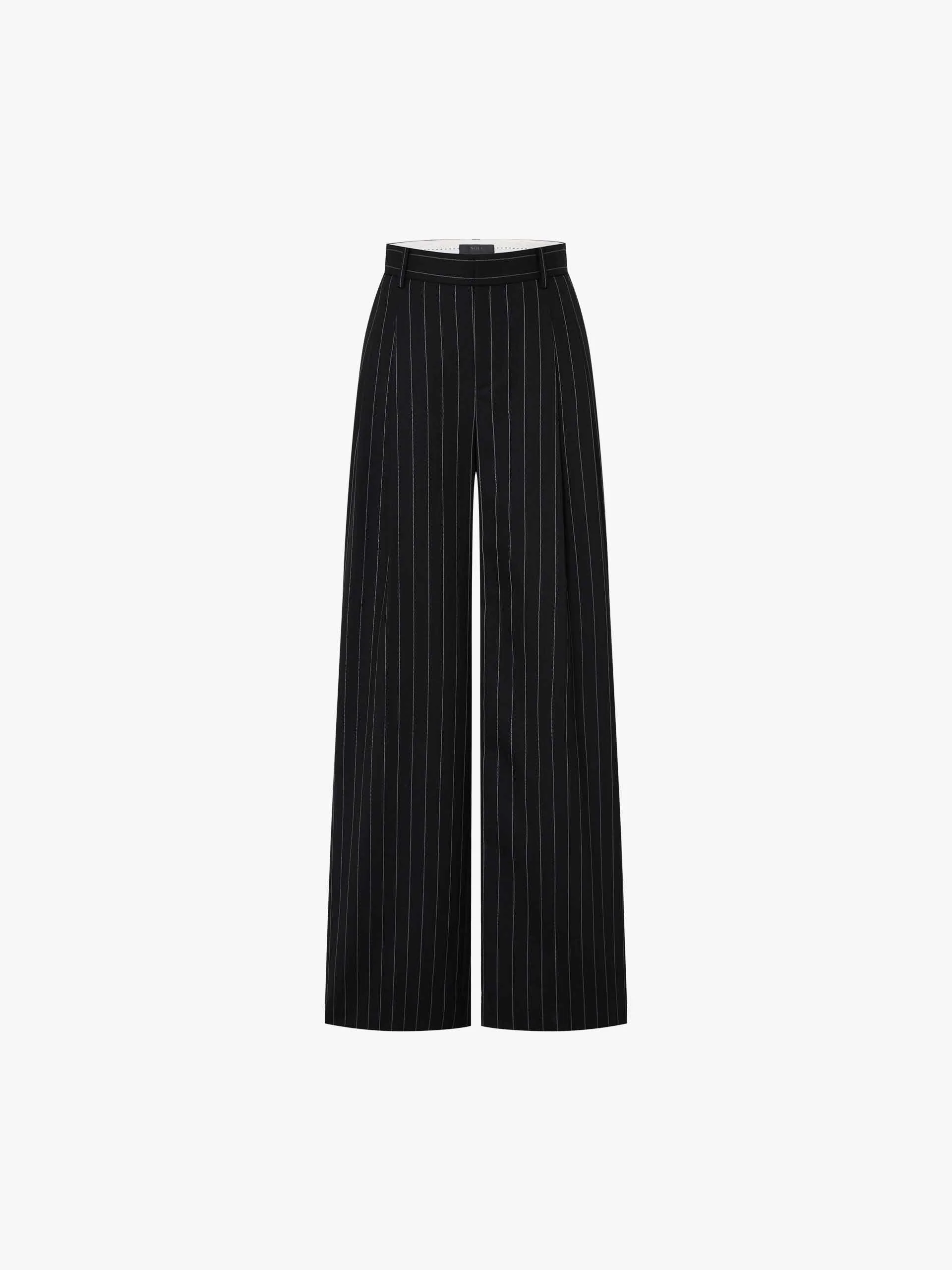 Wool Striped Straight Trousers - Image 5