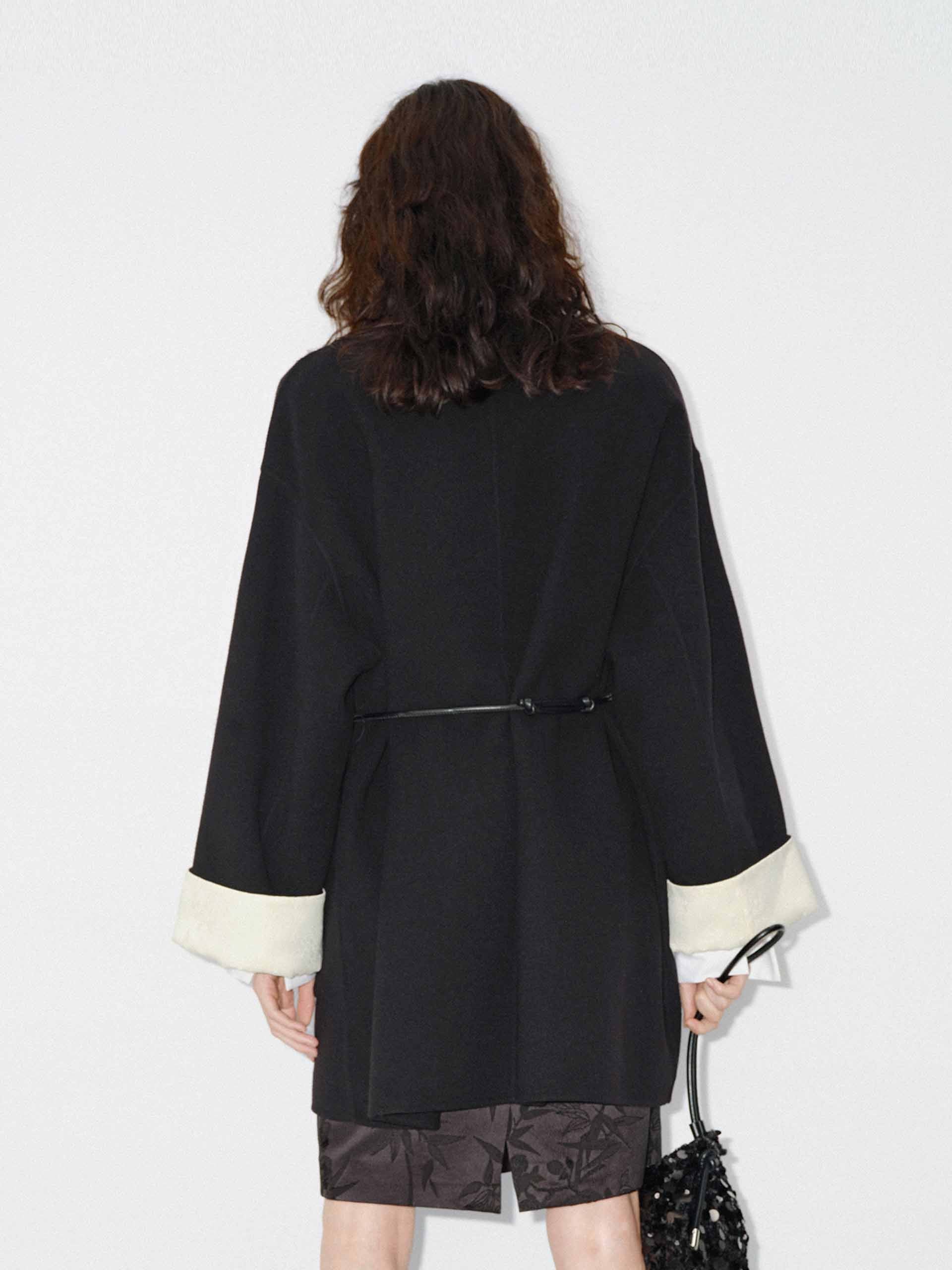 Wool V-neck Midi Coat - Image 3