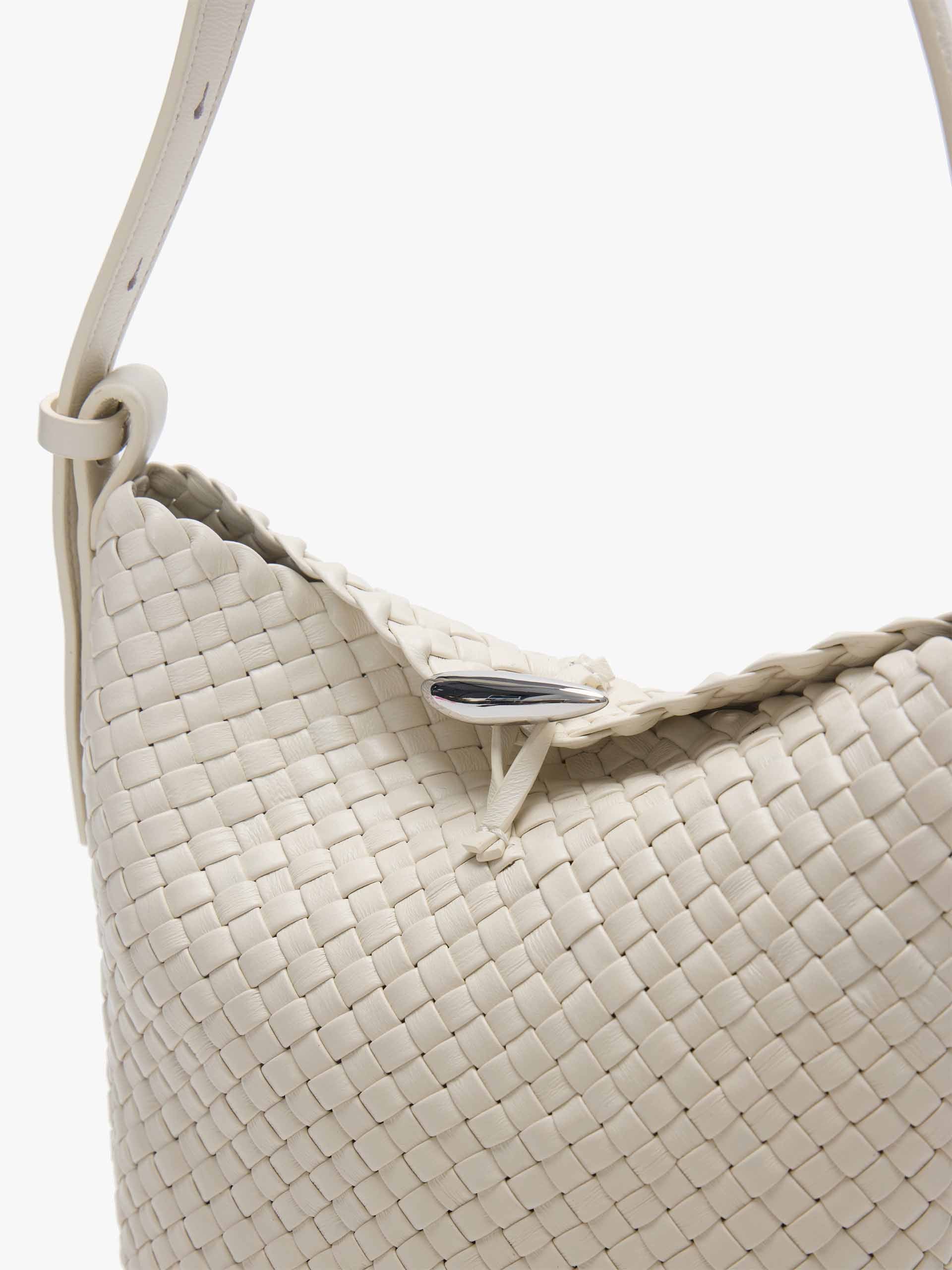 Woven Leather Bucket Bag - Image 6
