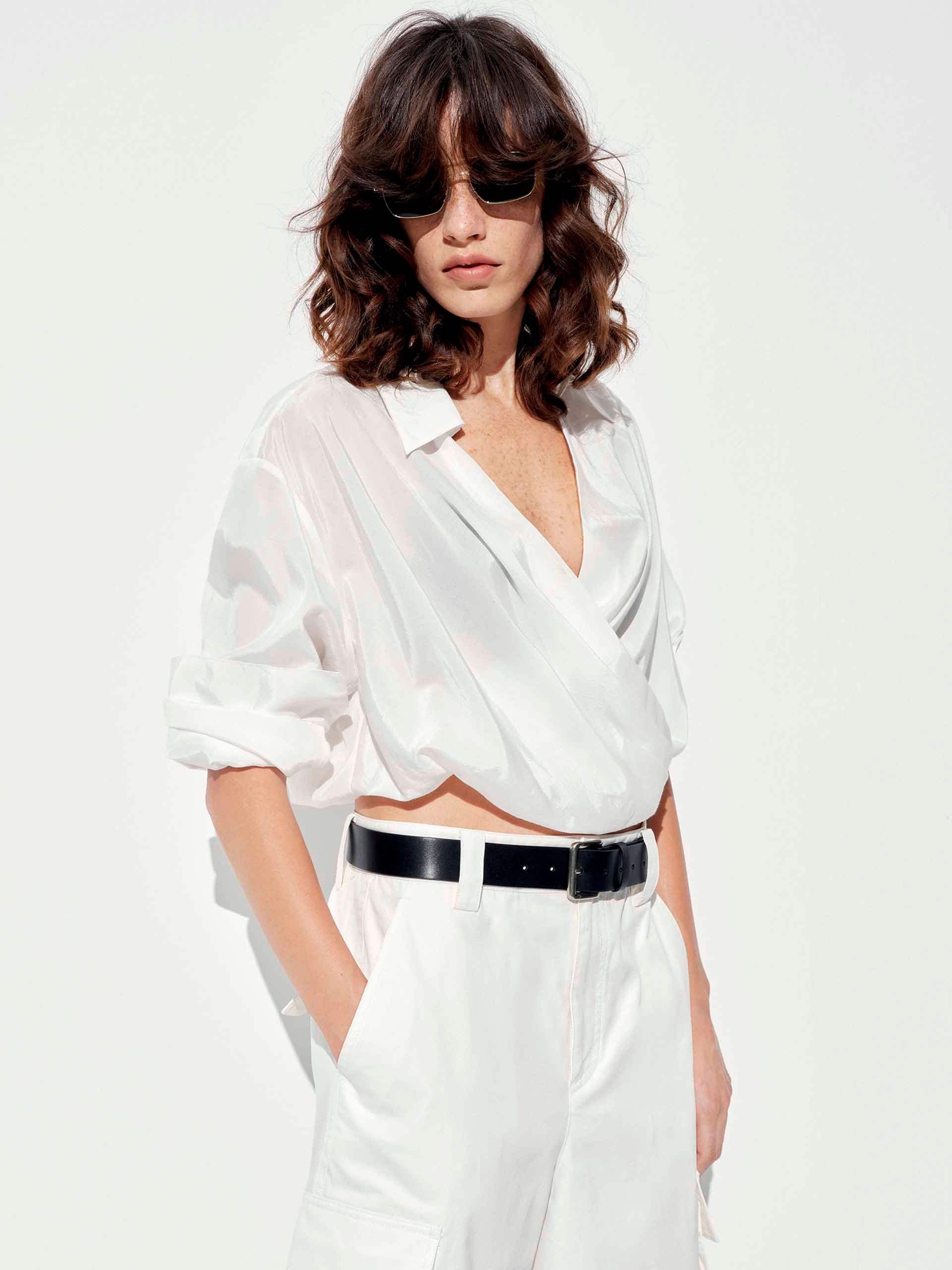 Wrap Detail Cropped Blouse - Image 7