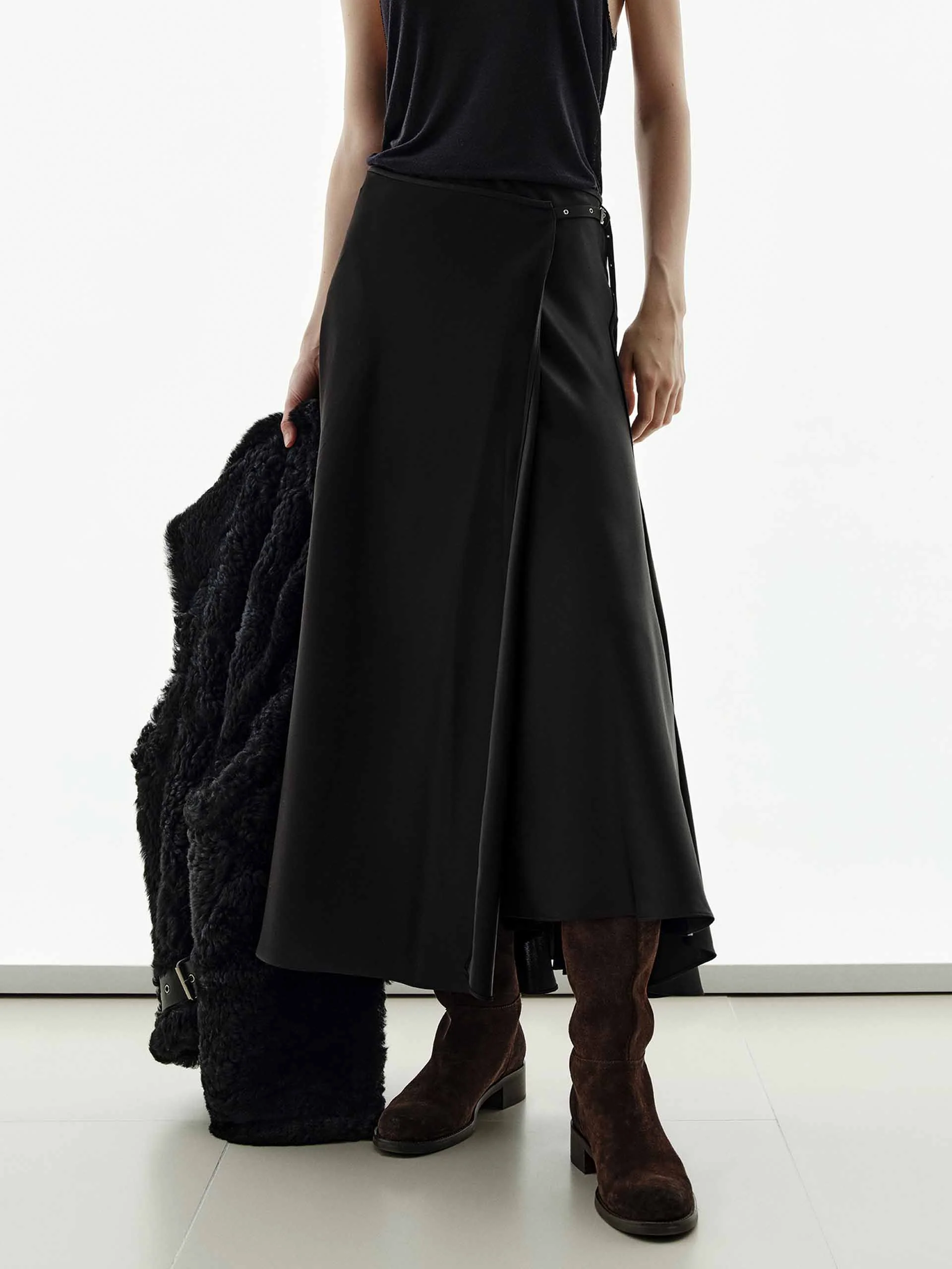 Wrap Silk Blend Skirt - Image 7