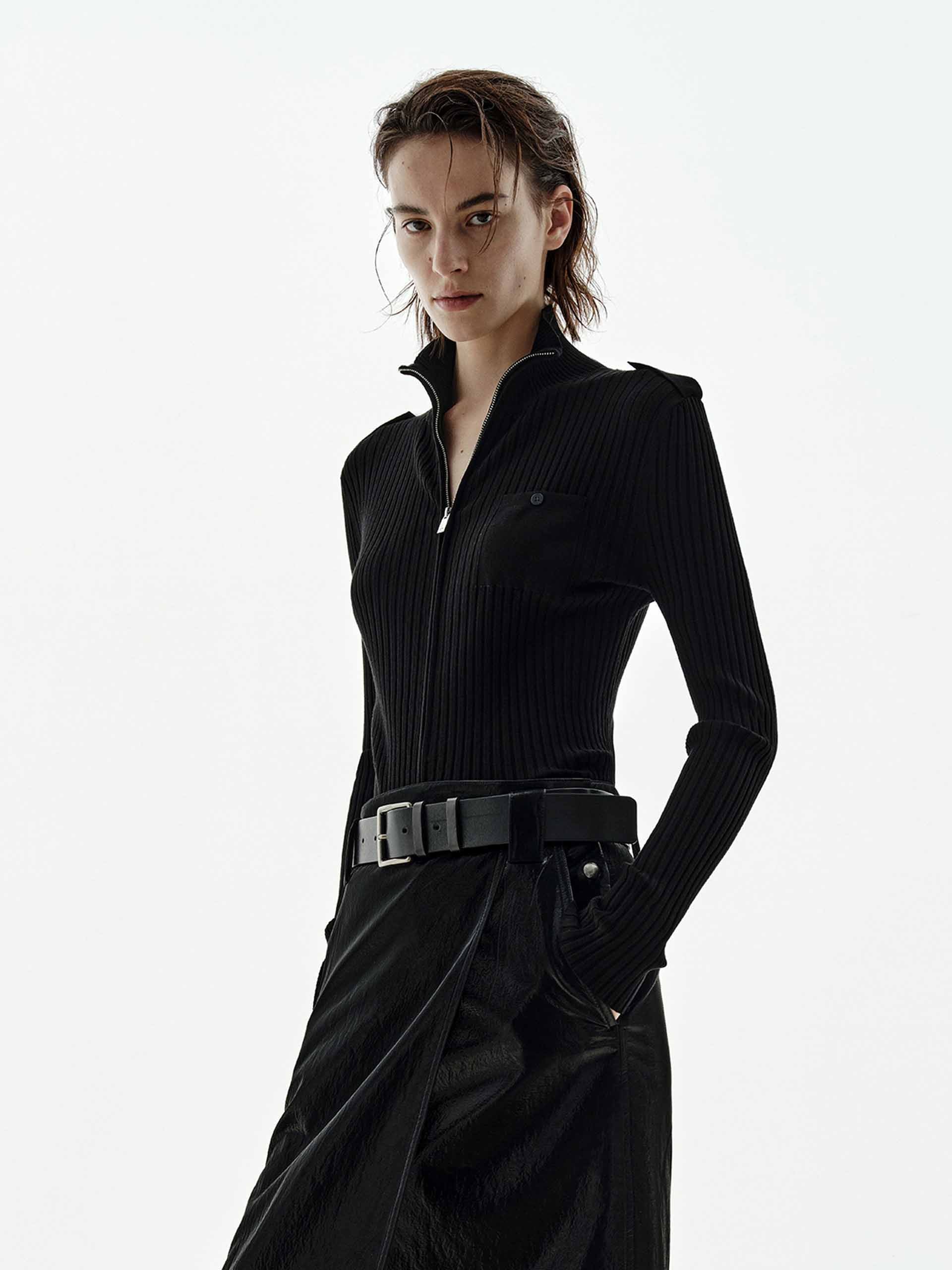 Zip Close Ribbed Cardigan - Image 3