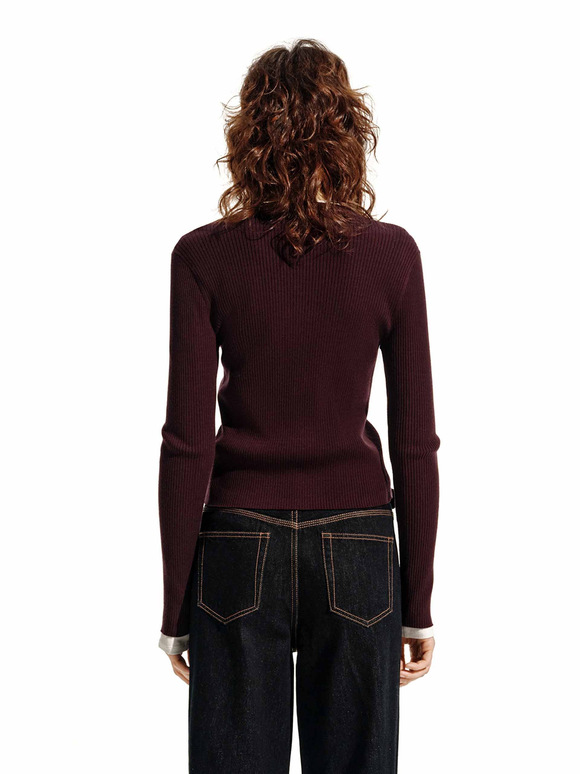 Zip Closure Ribbed Cardigan - Image 3