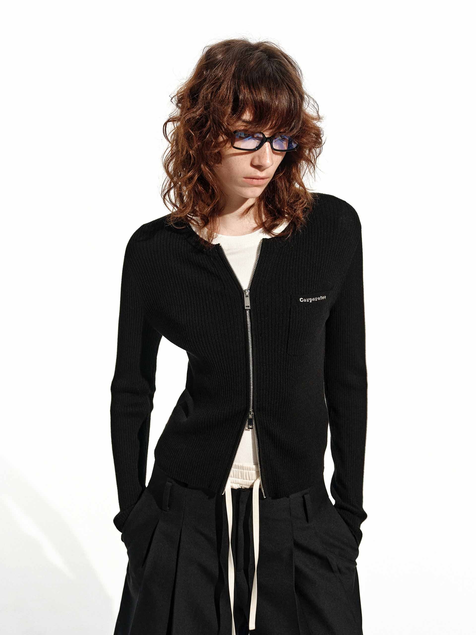 Zip Closure Ribbed Cardigan - Image 9