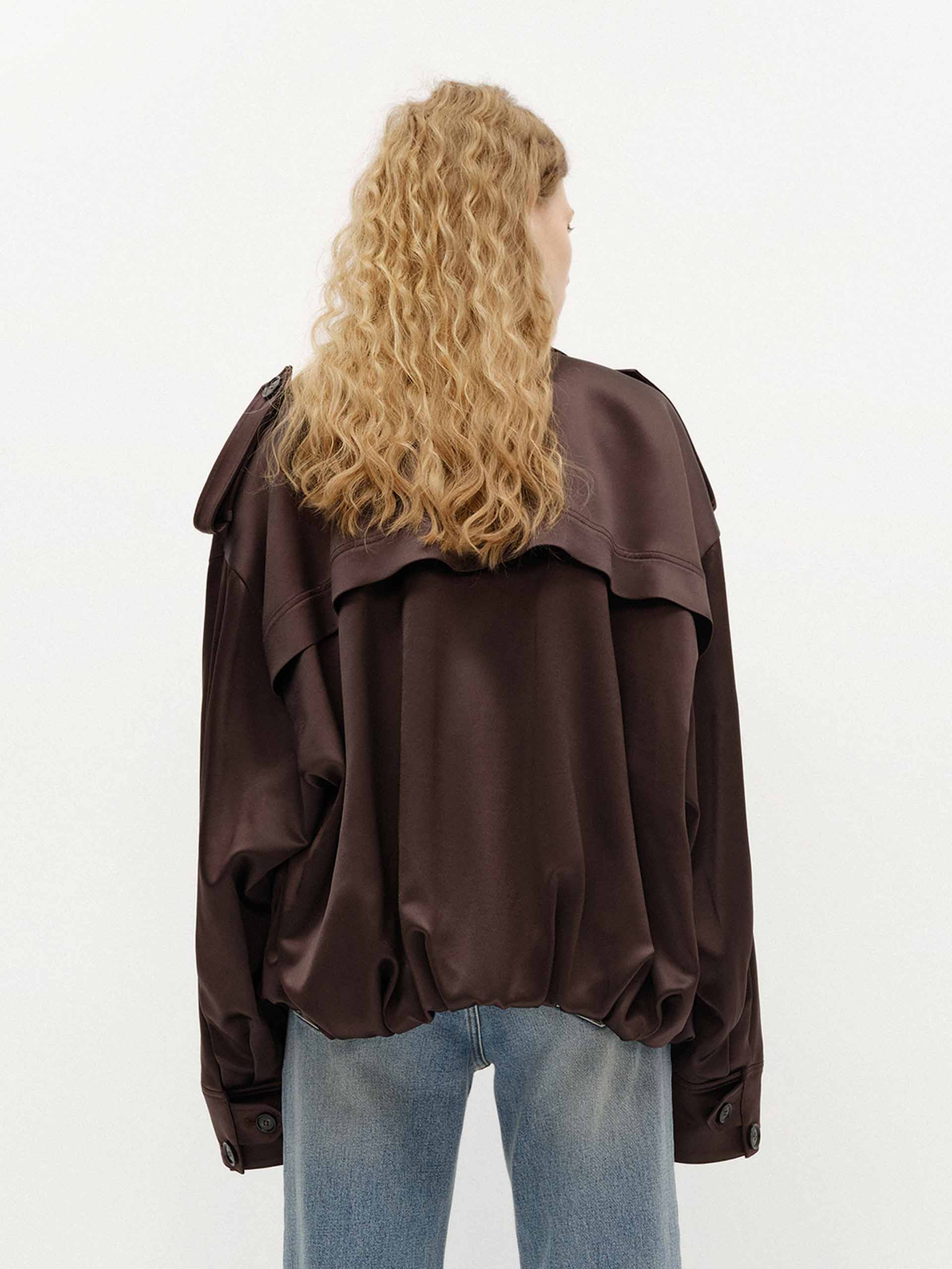 Zip Closure Satin Jacket - Image 3