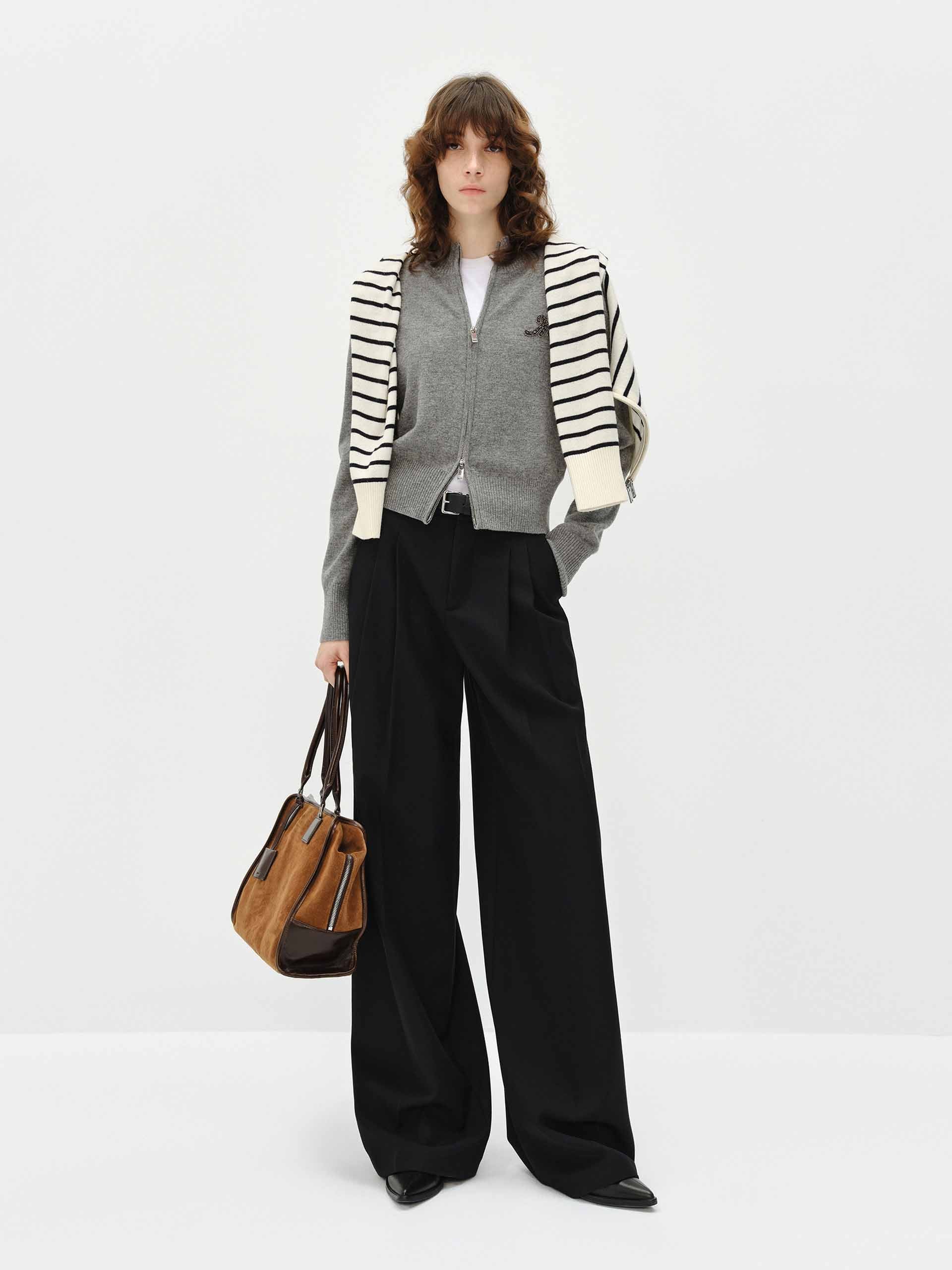Zip Closure Wool Cardigan - Image 11