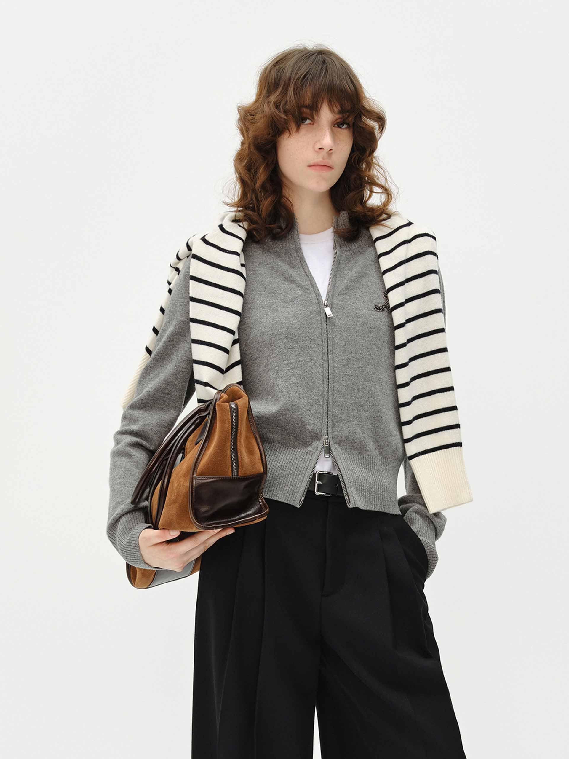 Zip Closure Wool Cardigan - Image 15