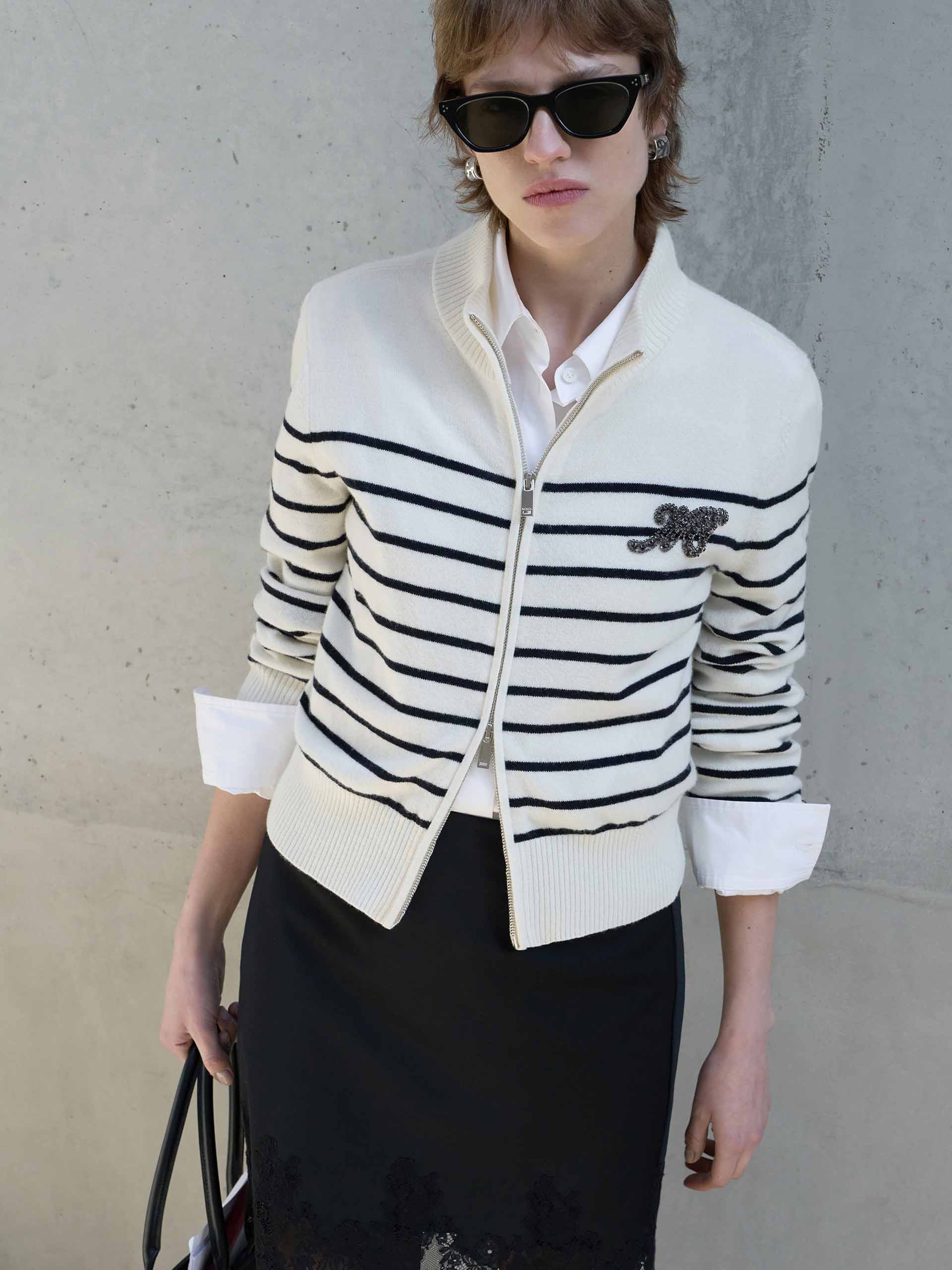 Zip Closure Wool Cardigan - Image 2