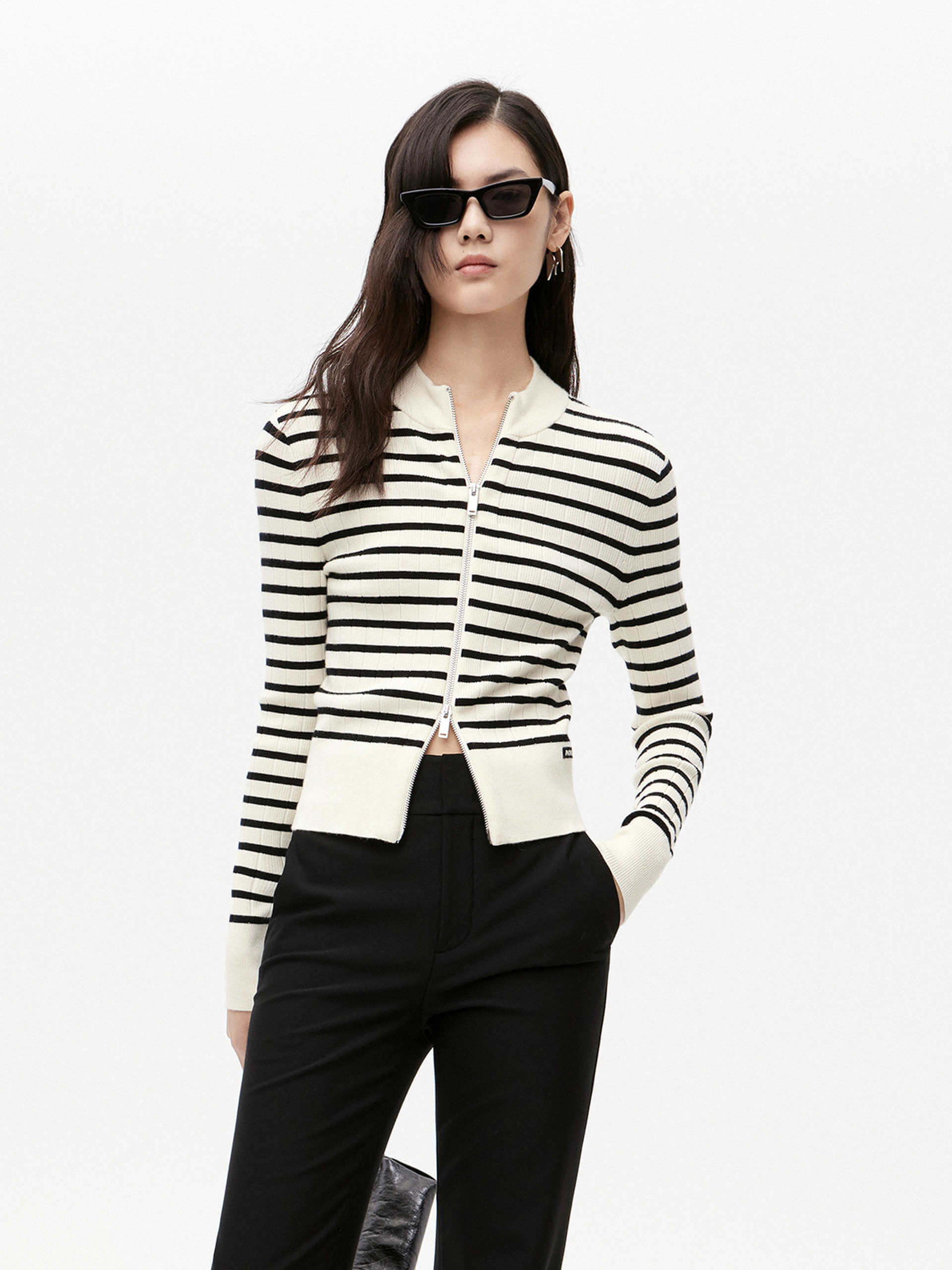 Zipper Detail Knitted Cardigan - Image 9