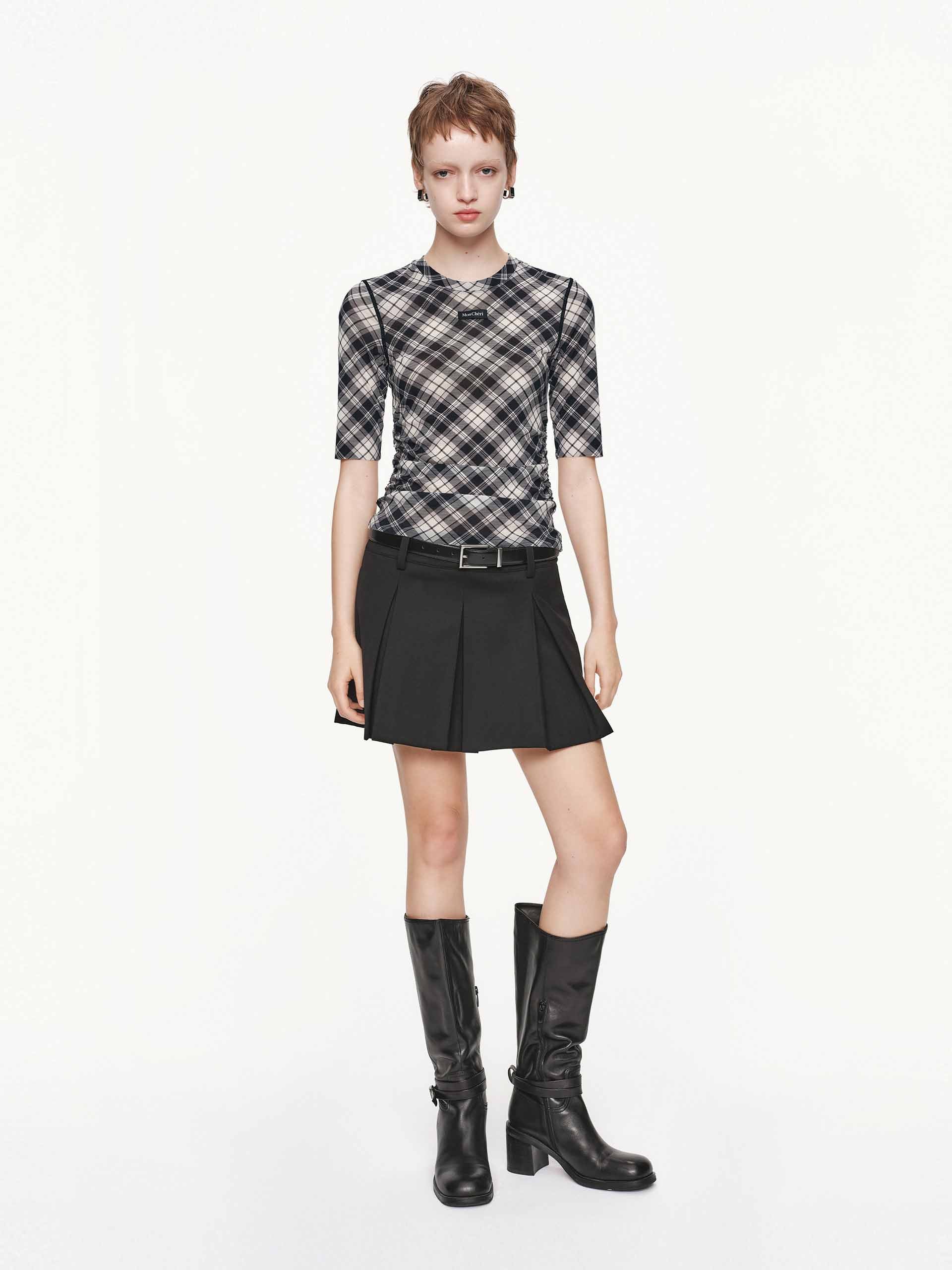 Zipper Pleated Mini Skirt - Image 10